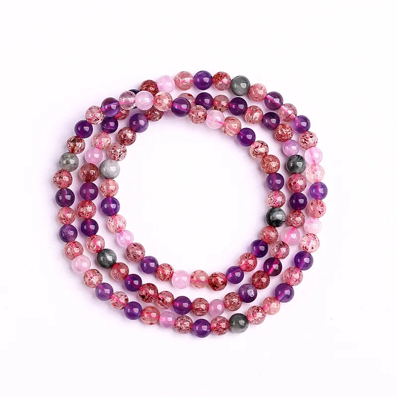 Color Hair Natural Crystal Bracelets 5mm Round Bead Bracelet Help business Lucky for Women Korean Style Colorful Fashion Jewelry | Украшения
