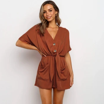 WEPBEL Playsuits Women Solid Color High Waist V Neck Short Sleeve Slim Wide Leg Loose Elastic Sashes NEw Summer Spring
WEPBEL Playsuits Women Solid Color High Waist V Neck Short Sleeve Slim Wide Leg Loose Elastic Sashes NEw Summer Spring