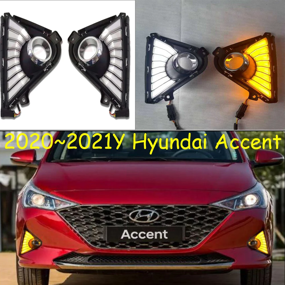 

Video car bumper solaris headlamp for Hyundai Accent headlight 2020~2022y LED DRL car acacent daytime running light head light