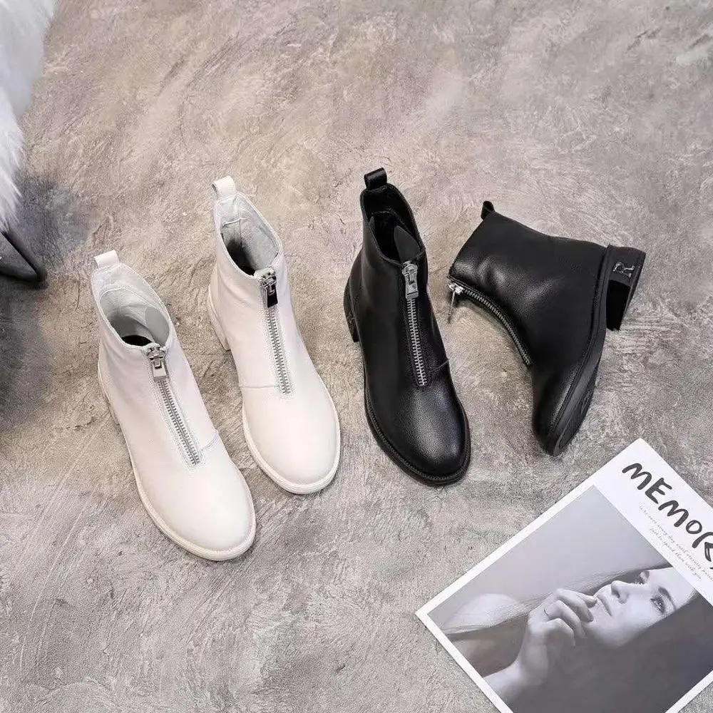 LIDIAN FASHION ZIPPER BOOTS WHITE GENUINE LEATHER BLACK ANKLE BOOTS ROUND TOE THICK HEELS LOW HEELS METAL ZIP UP
LIDIAN FASHION ZIPPER BOOTS WHITE GENUINE LEATHER BLACK ANKLE BOOTS ROUND TOE THICK HEELS LOW HEELS METAL ZIP UP