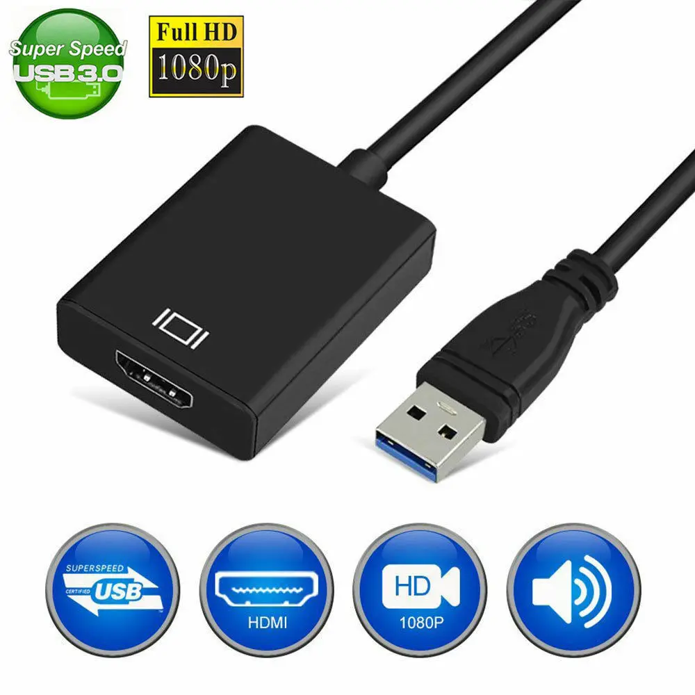 USB 3.0 to HDMI Converter Adapter Cable USB to HDMI External Video Card Multi Monitor Adapter for Windows 7/8/10 Laptop
USB 3.0 to HDMI Converter Adapter Cable USB to HDMI External Video Card Multi Monitor Adapter for Windows 7/8/10 Laptop