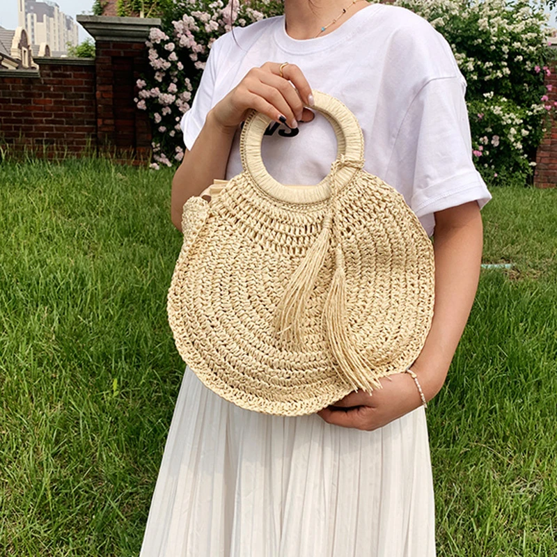 Summer Woven Beach Tote - Handcrafted Straw Shoulder Bag 10 Hbf1c6f554a934d71b15e132919b8159fK