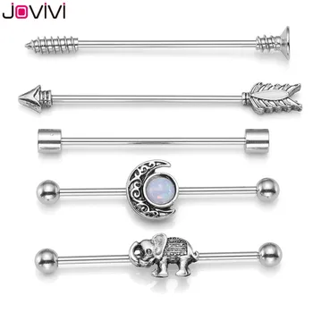 Jovivi 14G Stainless Steel Moon Elephant Arrow Charms Industrial Barbell Earring Cartilage Body Piercing Ear Jewelry 5 pcs
Jovivi 14G Stainless Steel Moon Elephant Arrow Charms Industrial Barbell Earring Cartilage Body Piercing Ear Jewelry 5 pcs