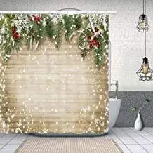 Vintage Christmas Wooden Plank Holly Berry with Pine Fir Tree on Rustic Wood Board Shower Curtain Bathroom with Hooks Waterproof
Vintage Christmas Wooden Plank Holly Berry with Pine Fir Tree on Rustic Wood Board Shower Curtain Bathroom with Hooks Waterproof