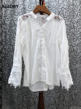 100%Cotton Blouse Shirt 2020 Summer Style Women V-Neck Hollow Out Lace Embroidery Long Sleeve Casual Loose Tops Shirt Ladies 
100%Cotton Blouse Shirt 2020 Summer Style Women V-Neck Hollow Out Lace Embroidery Long Sleeve Casual Loose Tops Shirt Ladies