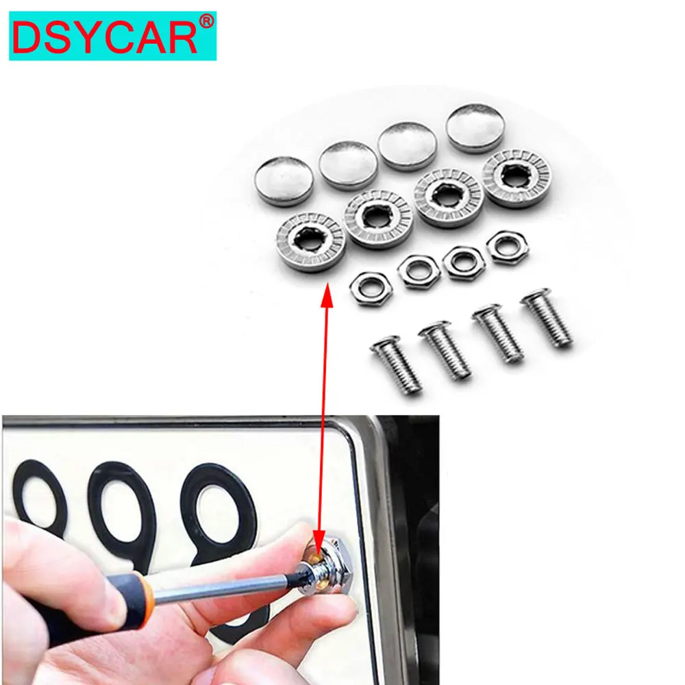DSYCAR 1 комплект хромированные противоугонные винты болты для номерного знака