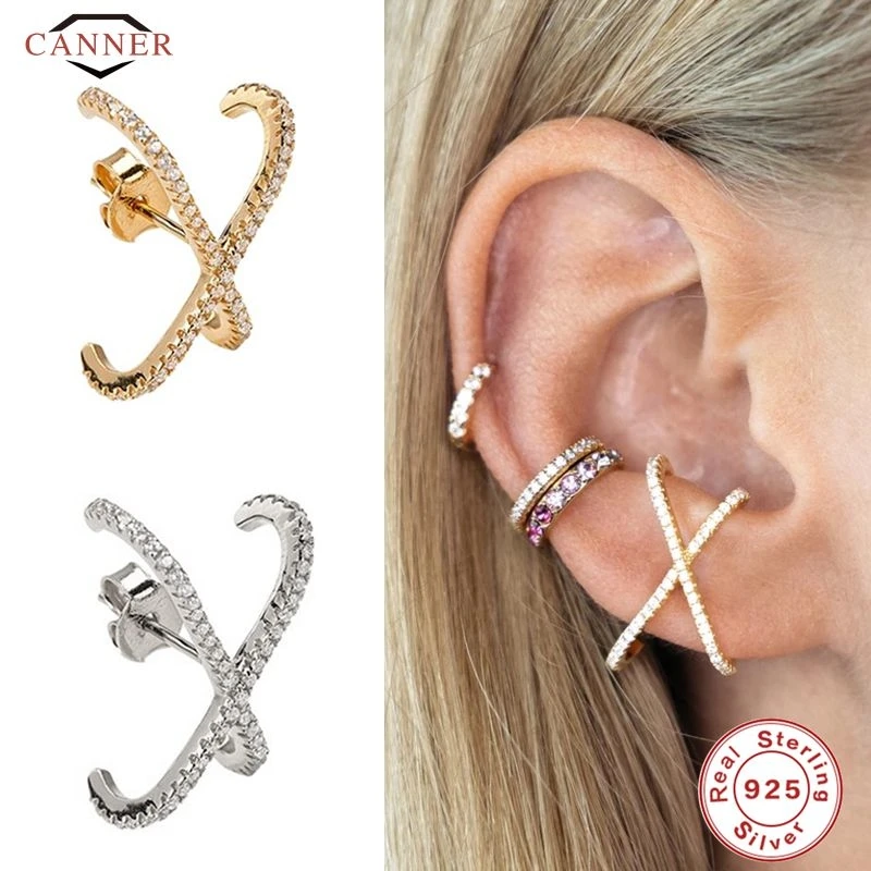 CANNER Luxurious Real 925 Sterling Silver Stud Earrings For Women Piercing Earring CZ Zircon Earings Jewelry Gifts pendientes 
CANNER Luxurious Real 925 Sterling Silver Stud Earrings For Women Piercing Earring CZ Zircon Earings Jewelry Gifts pendientes