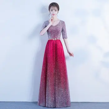 V-neck Sexy Women Chinsese Prom Dress Gradient Color Novelty Maxi Evening Dresses Luxury Sequins Robe De Soiree With Waistband
V-neck Sexy Women Chinsese Prom Dress Gradient Color Novelty Maxi Evening Dresses Luxury Sequins Robe De Soiree With Waistband