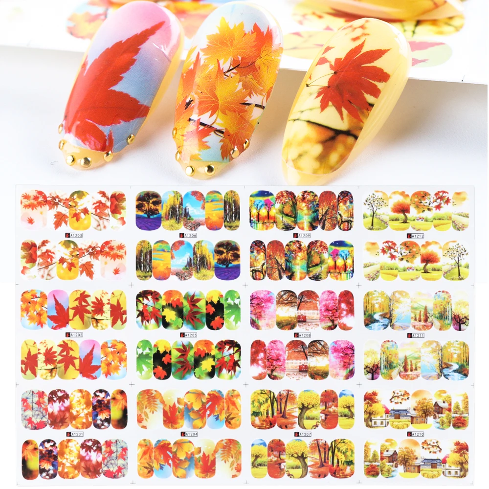 12pc Autumn Leaf Stickers For Nails Golden Fall Maple Slider Tattoo Colorful Flower Nail Designs Decals Decorations SAA1201-1212
12pc Autumn Leaf Stickers For Nails Golden Fall Maple Slider Tattoo Colorful Flower Nail Designs Decals Decorations SAA1201-1212