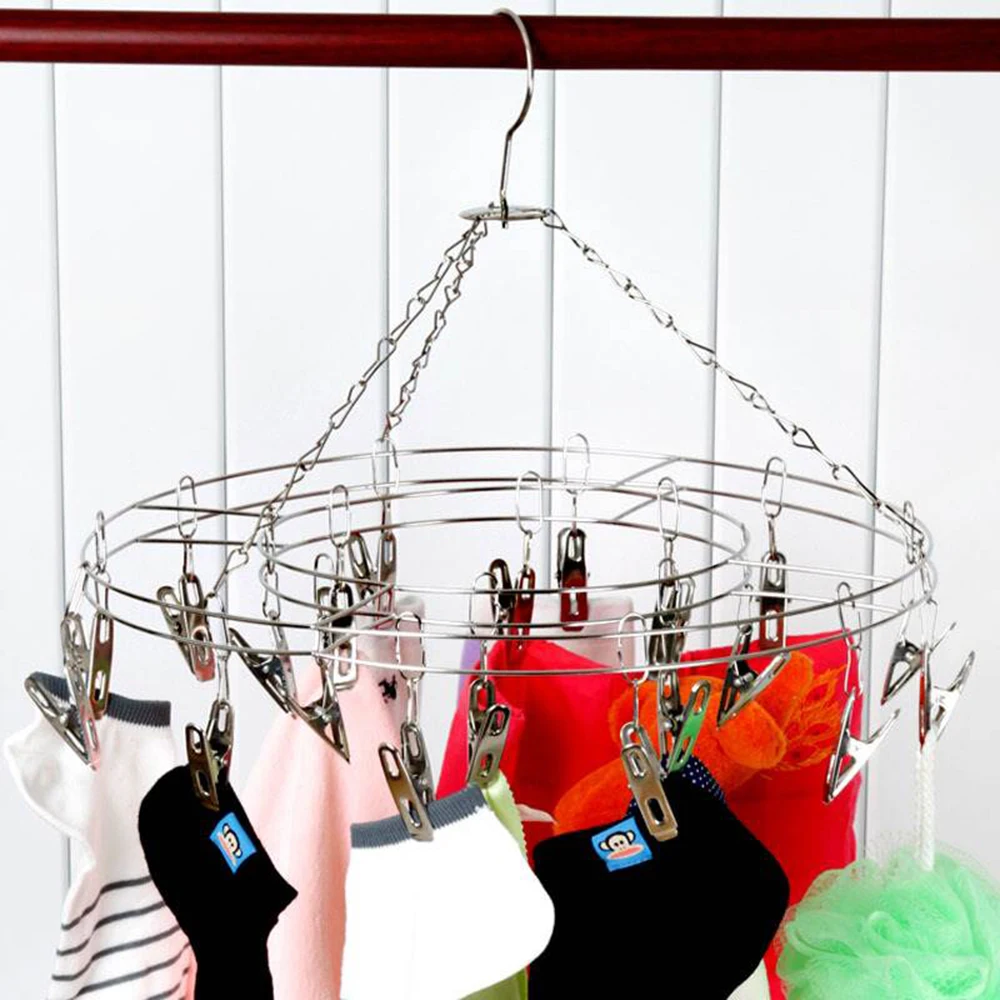 

Clothes Hanger 20 Clips Stainless Steel Clothespins Clothes Drying Rack Clothes Hanger for Hanging Socks Baby Clothes Cloth