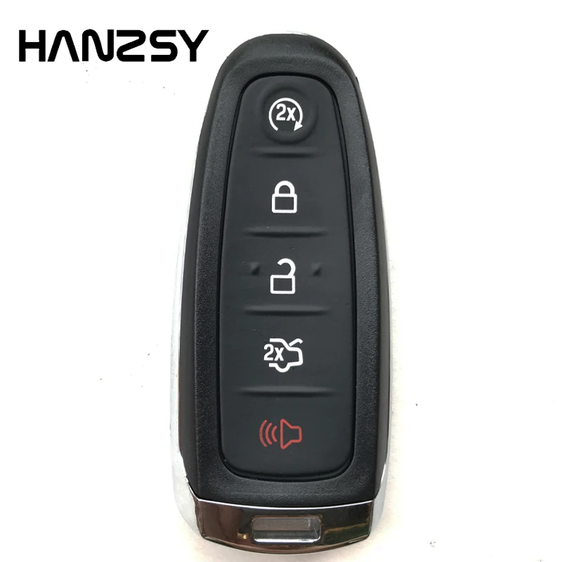 

HANZSY 5 Buttons Smart Remote Key Fob for Ford Explorer Edge Escape Flex Taurus Car Key blank Case shell Cover with Uncut blade