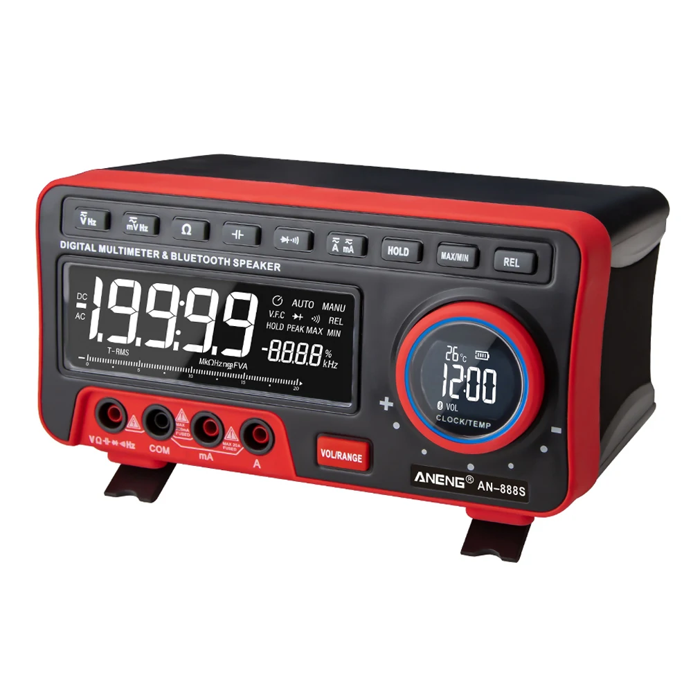 AN888S Multifunction Digital Multimeter 19999 Automatic Range for Counting LCD Display Bluetooth Speaker Alarm Clock Thermometer
AN888S Multifunction Digital Multimeter 19999 Automatic Range for Counting LCD Display Bluetooth Speaker Alarm Clock Thermometer