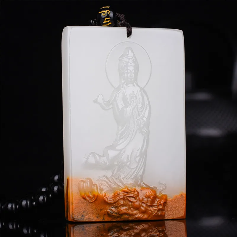 Hetian jade Guanyin jade pendant male seed material Huangqin skin jade pendant Yulong Guanyin pendant Baoping jade brand
Hetian jade Guanyin jade pendant male seed material Huangqin skin jade pendant Yulong Guanyin pendant Baoping jade brand
