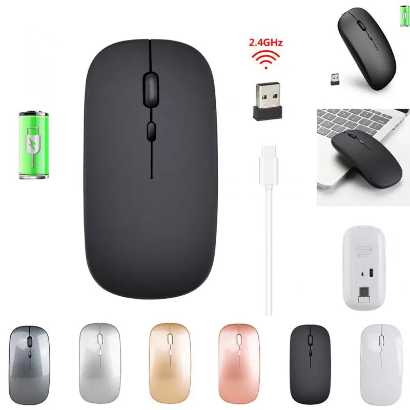 Wireless Mouse Computer Bluetooth Silent Mice Rechargeable lithium battery Ergonomic 2.4Ghz USB For iMac PC | Компьютеры и офис