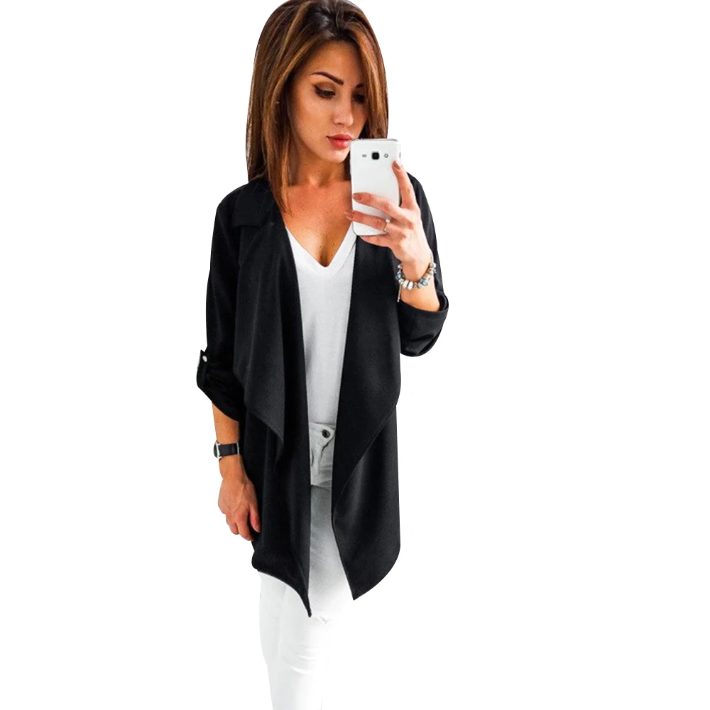 Womem Jacket Elegant Black LCoat Mid-Length Cardigan Coat Fall Female casual Outwear Tops Irregular Collar Femme Streetwear D30
Womem Jacket Elegant Black LCoat Mid-Length Cardigan Coat Fall Female casual Outwear Tops Irregular Collar Femme Streetwear D30