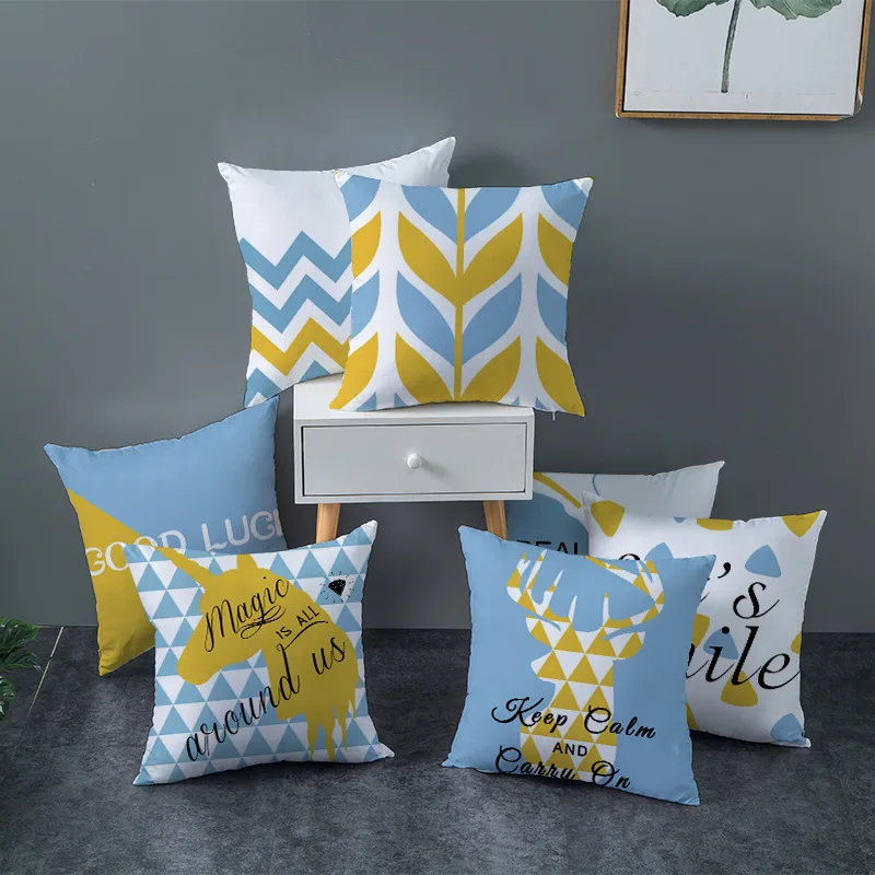 Creativity Geometric Pillowcase Decorative Cushion Cover Light Blue Letter Pattern Printing Home Car Decoration Pillow Cover
Creativity Geometric Pillowcase Decorative Cushion Cover Light Blue Letter Pattern Printing Home Car Decoration Pillow Cover