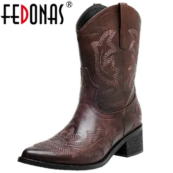 FEDONAS Sexy Vintage Pointed Toe Ladies Mid-Calf Boots 2020 Autumn Winter Genuine Leather Thick Heels Pumps Party Shoes Woman 
FEDONAS Sexy Vintage Pointed Toe Ladies Mid-Calf Boots 2020 Autumn Winter Genuine Leather Thick Heels Pumps Party Shoes Woman