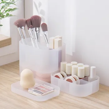 Desktop cosmetic storage box translucent simple plastic matte finishing box six grid high box
Desktop cosmetic storage box translucent simple plastic matte finishing box six grid high box