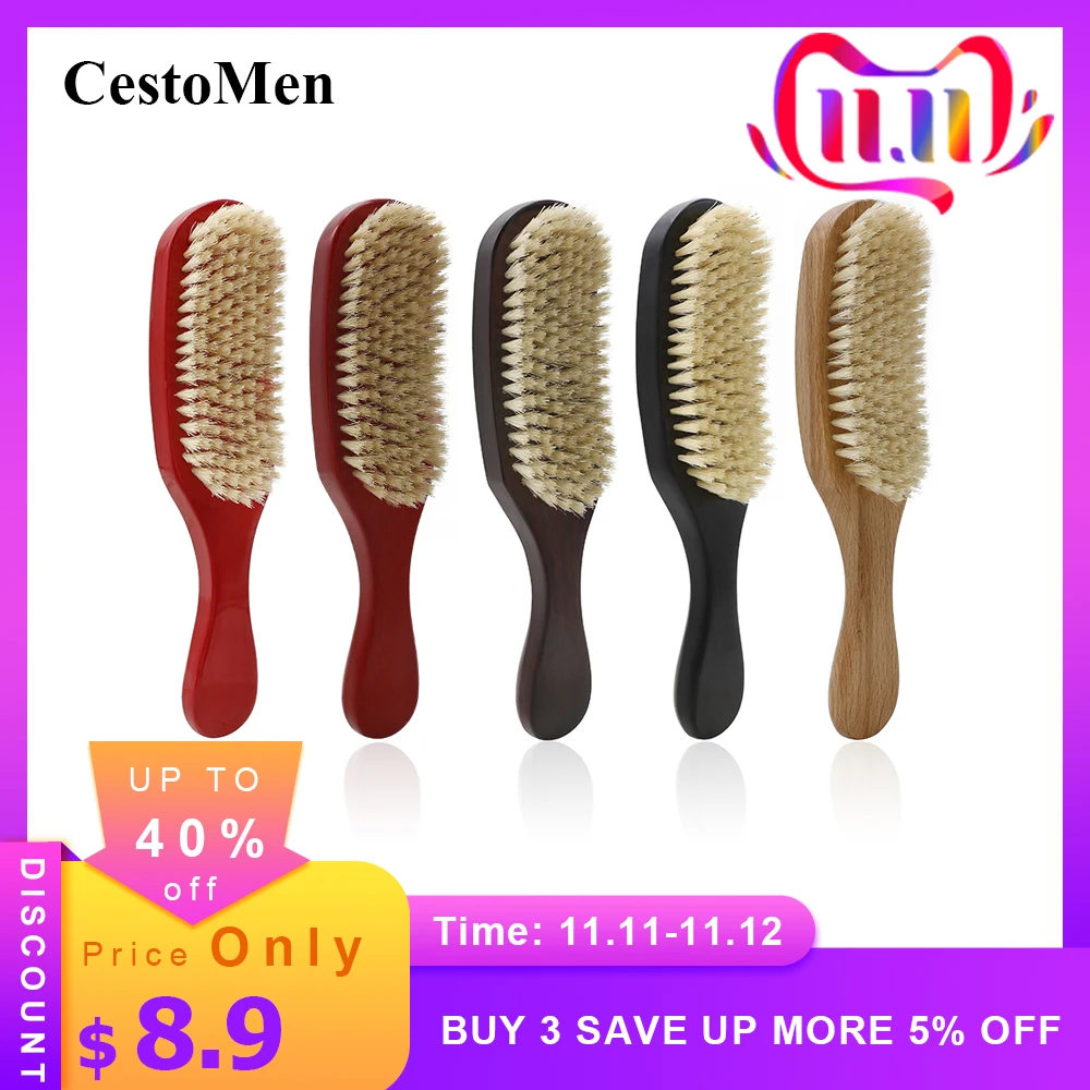 CestoMen Wooden Handle Curve Wave Brush With 100% Boar Bristle Anti-static Hairbrush Men Beard Massage Brush Comb Hair Care Tool
CestoMen Wooden Handle Curve Wave Brush With 100% Boar Bristle Anti-static Hairbrush Men Beard Massage Brush Comb Hair Care Tool