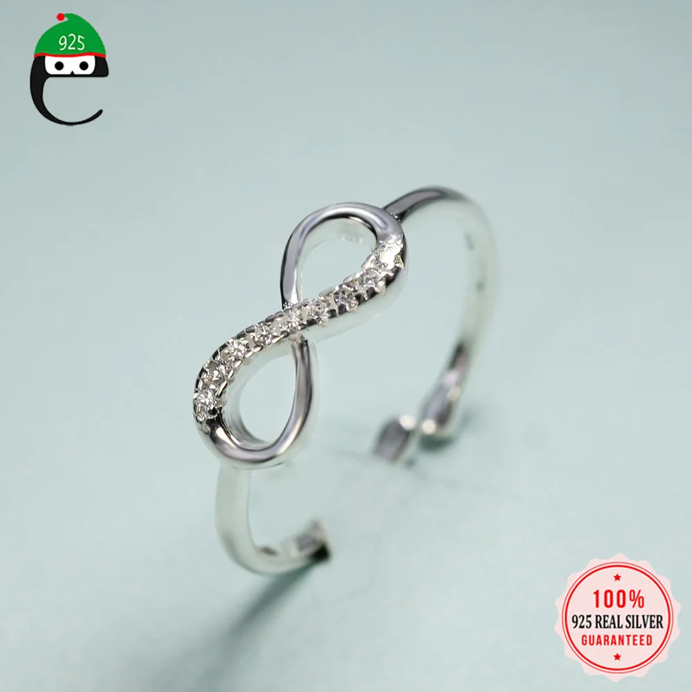 ElfoPlataSi/100% Стерлинговое Серебро 925 пробы модное коктейльное кольцо Infinity 8 CZ размер 5