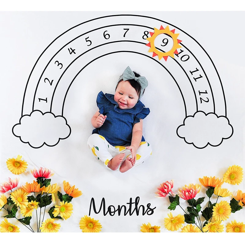 2020 Baby Milestone Blanket Newborn Photography Photo Props Cartoon Animal Toddler Memorial Day Monthly Background Cloth