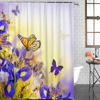 Shower Curtain Blue Iris Flower Butterfly Waterproof Polyester Fabric Bathroom Curtain Home Decoration Bathroom Shower Curtain
Shower Curtain Blue Iris Flower Butterfly Waterproof Polyester Fabric Bathroom Curtain Home Decoration Bathroom Shower Curtain