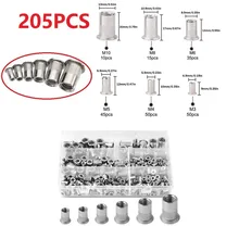 205Pcs Flat Head Threaded Riveter Nut M3 M4 M5 M6 M8 M10 Stainless Steel Rivet Nut Sert Kit For Pneumatic Manual Riveting Gun
205Pcs Flat Head Threaded Riveter Nut M3 M4 M5 M6 M8 M10 Stainless Steel Rivet Nut Sert Kit For Pneumatic Manual Riveting Gun