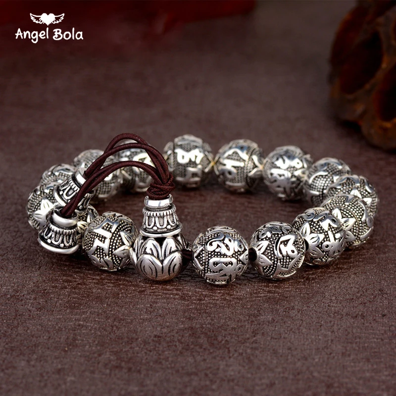 Charm Fine Retro Tibetan Buddhism Plated Thai Silver Rope Bracelet Men Six Words Mantras OM MANI PADME HUM Lotus Beads Bracelet
Charm Fine Retro Tibetan Buddhism Plated Thai Silver Rope Bracelet Men Six Words Mantras OM MANI PADME HUM Lotus Beads Bracelet