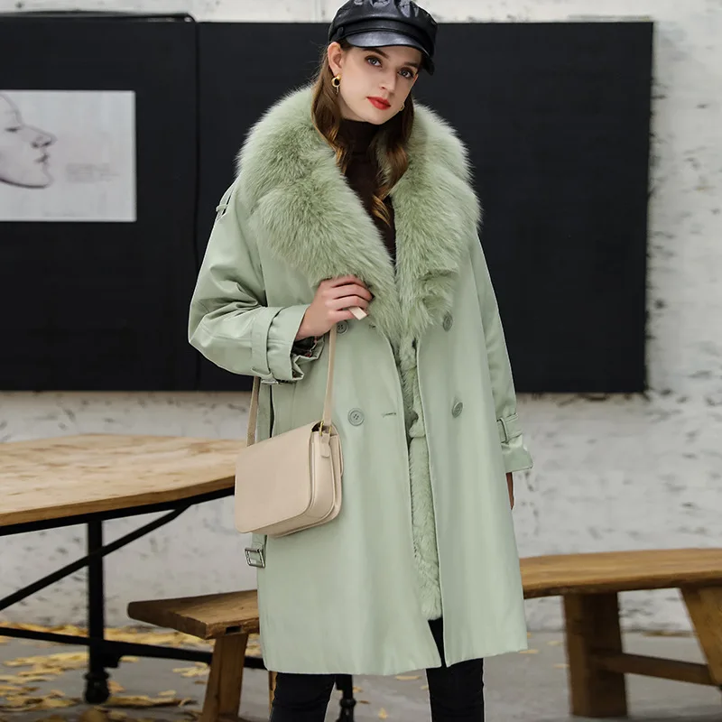 Fashion Winter Women Real Fur Coat Rex Rabbit Fur Liner Fox Hair Turn-down Collar Detachable Warm Mid-Length Parkas Office Lady
Fashion Winter Women Real Fur Coat Rex Rabbit Fur Liner Fox Hair Turn-down Collar Detachable Warm Mid-Length Parkas Office Lady