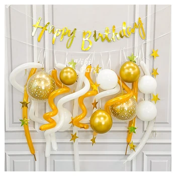Gold and White Birthday Party Balloons Garland for Baby Shower Backdrop Anniversary Background
Gold and White Birthday Party Balloons Garland for Baby Shower Backdrop Anniversary Background
