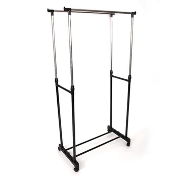Dual-bar Vertical & Horizontal Stretching Stand Clothes Rack with Shoe Shelf YJ-03 Black & Silver 
Dual-bar Vertical & Horizontal Stretching Stand Clothes Rack with Shoe Shelf YJ-03 Black & Silver