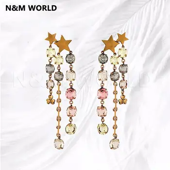 Star Letter Colored Rhinestone Chain Tassel Long Dangle Earrings Fashion Simple Design 2019 Pretty Jewelry Gift
Star Letter Colored Rhinestone Chain Tassel Long Dangle Earrings Fashion Simple Design 2019 Pretty Jewelry Gift