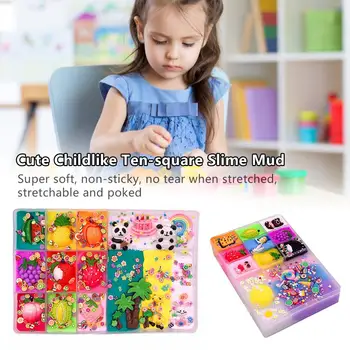 10 Square Grid Slime Kit DIY Slime Making Material Set Crystal Mud Modeling Clay Charm Plasticine Fruit Panda Beads Accessories
10 Square Grid Slime Kit DIY Slime Making Material Set Crystal Mud Modeling Clay Charm Plasticine Fruit Panda Beads Accessories