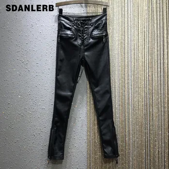 Faux Leather Pants Women Autumn New High-Waist Lace-up Personality-Zip Women's Stretch Pencil Pants Women's Trousers 
Faux Leather Pants Women Autumn New High-Waist Lace-up Personality-Zip Women's Stretch Pencil Pants Women's Trousers