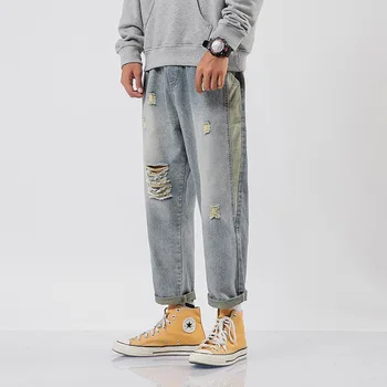 Erkek Kot Pantolon Men Streetwear Vintage Splice Jeans Ankle-Length Pants 2020 Spring Mens Japan Solid Denim Pants Male Jeans 
Erkek Kot Pantolon Men Streetwear Vintage Splice Jeans Ankle-Length Pants 2020 Spring Mens Japan Solid Denim Pants Male Jeans