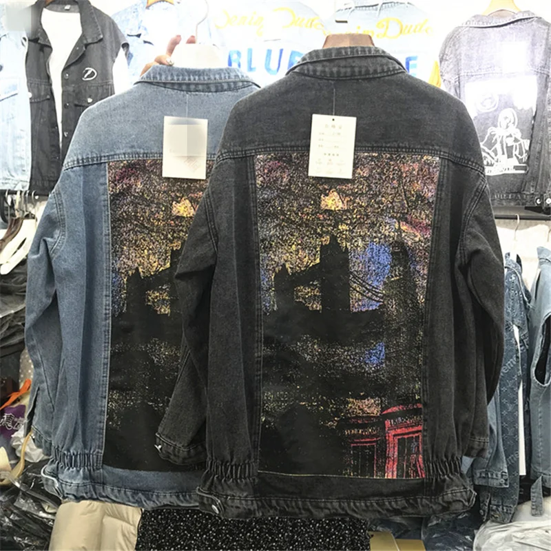 2020 New Autumn Loose Denim Coat Female Fashion Printed Pattern Short Jeans Coat Girls Long Sleeve Casual Jean Jackets for Women
2020 New Autumn Loose Denim Coat Female Fashion Printed Pattern Short Jeans Coat Girls Long Sleeve Casual Jean Jackets for Women