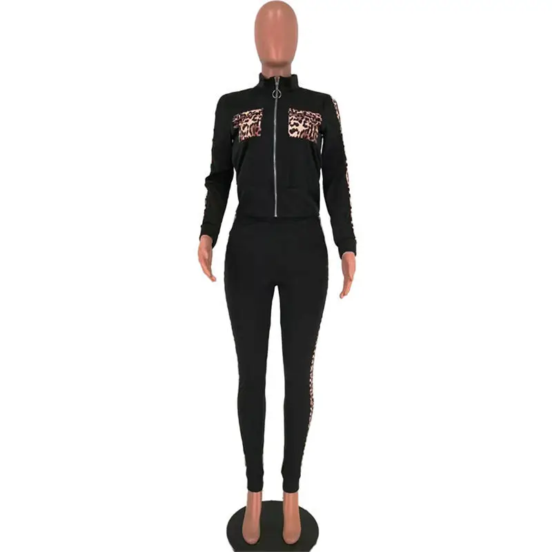 Fashion Womens Two Piece Pants Long Sleeve Stand Collar Women Tracksuits Leopard Print Womens Clothing Suits
Fashion Womens Two Piece Pants Long Sleeve Stand Collar Women Tracksuits Leopard Print Womens Clothing Suits