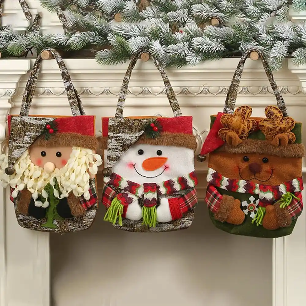 christmas faux bark creative pattern cartoon tote bag child gift