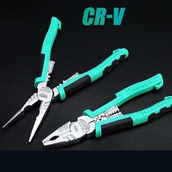 

ELECALL Multifunction Electrician Cable Wire Cutter Plier 8" Long Nose plier Cutting Nippers Stripping Crimpping Hand tools