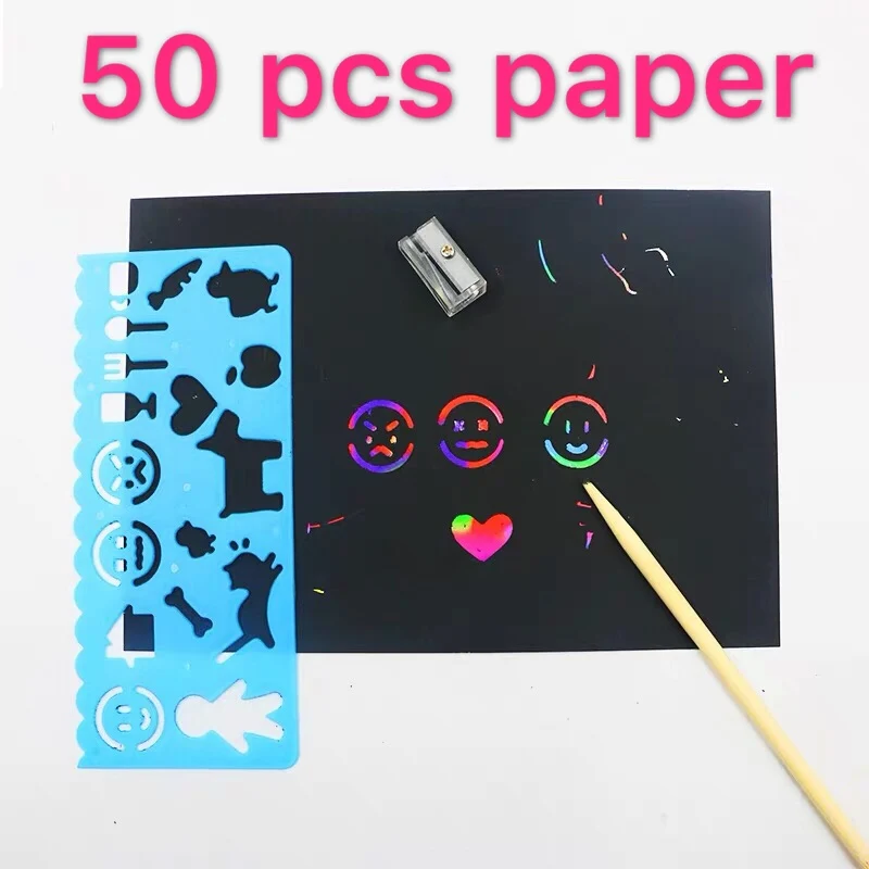 50 sheets model board Magic 5 pen Color Scratch Art Paper Coloring Cards Scraping Drawing Toys for Children kids
50 sheets model board Magic 5 pen Color Scratch Art Paper Coloring Cards Scraping Drawing Toys for Children kids