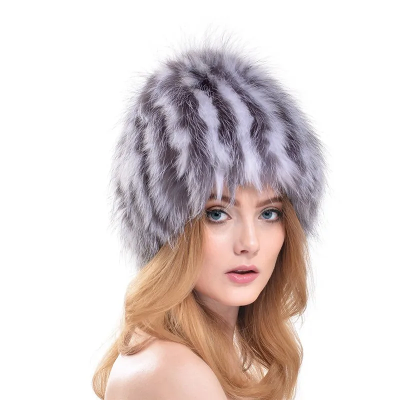 QUEENFUR-Women-Real-Silver-Fox-Fur-Hat-Muticolors-Ladies-Raccoon-Fur-Beanies-Winter-Fox-Fur-Headgear