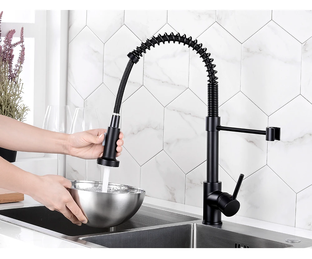 Haliaeetus Spring Kitchen Faucets Hot&Cold For Pull Out Kitchen Faucet Chrome Mixer Tap Deck Mounted Brass Kitchen Tap