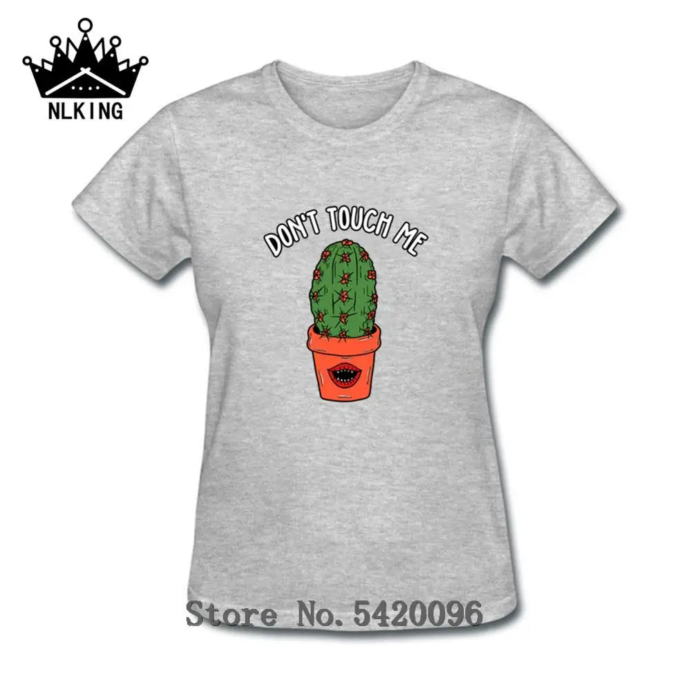 Футболка с принтом Dont touch me кактус humor растения Типографика Женские футболки из 100%