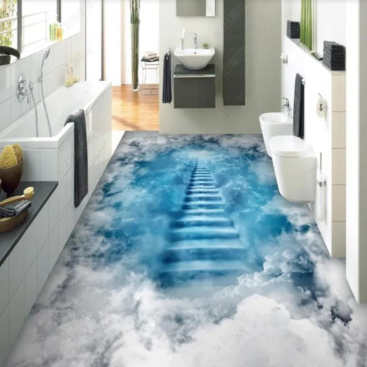 Фотообои облако лестница 3D напольная картина Наклейка гостиная спальня ванная