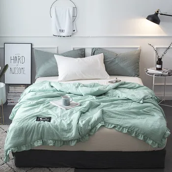 Summer Green Patchwork Quilts Ruffles Duvet 1pc Bed Cover Freshness Linens Summer Washed Cotton Solid Bedding Blankets Bed Throw
Summer Green Patchwork Quilts Ruffles Duvet 1pc Bed Cover Freshness Linens Summer Washed Cotton Solid Bedding Blankets Bed Throw