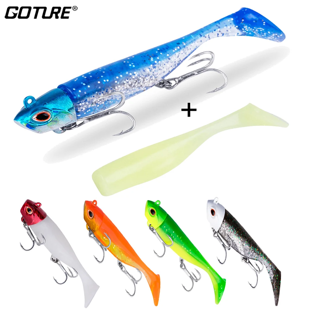 5pcs Soft Silicone Lure Baits Fishing Lures Jig Hooks Swimbait Tackle Freshwater