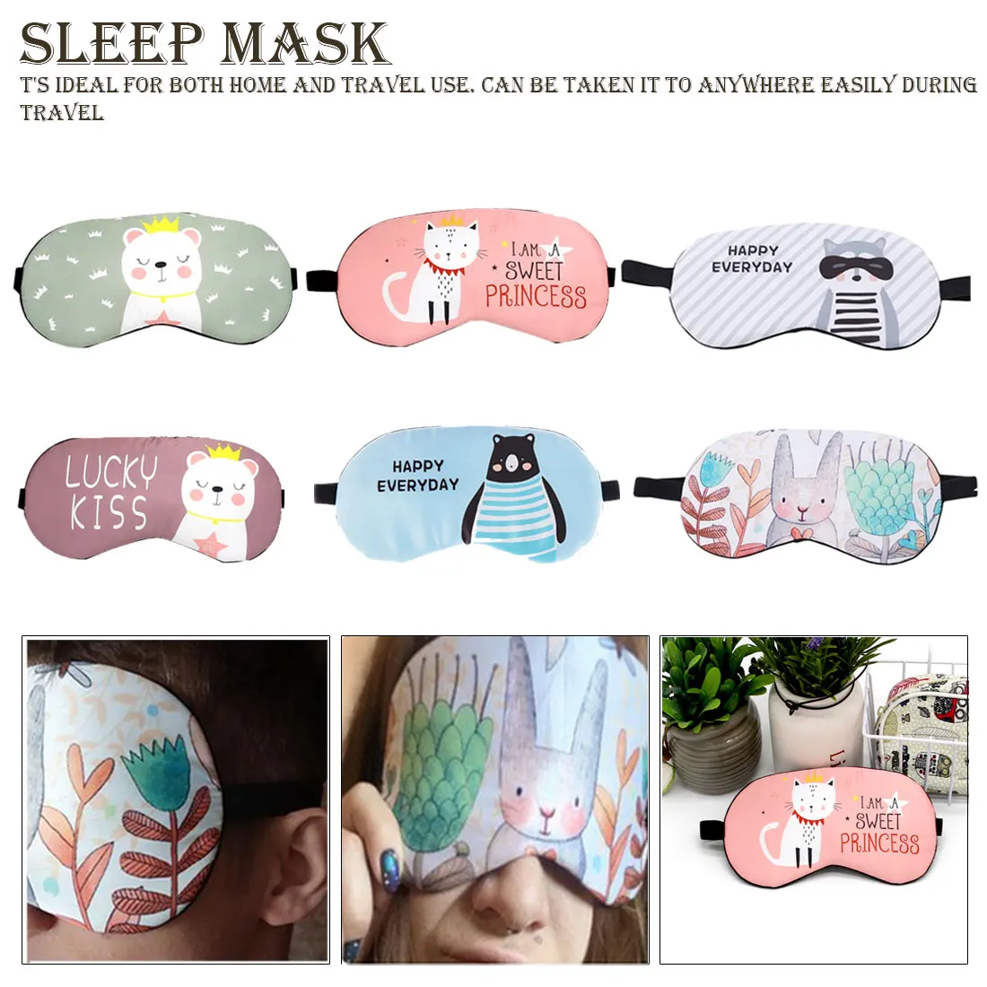 Creative Lovely Cartoon Eye Masks Cat/Panda/Dog Eyepatch Eye Cover Party Travel Relax Sleeping Aid Sleeping Mask
Creative Lovely Cartoon Eye Masks Cat/Panda/Dog Eyepatch Eye Cover Party Travel Relax Sleeping Aid Sleeping Mask