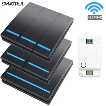SMATRUL 1/2/3Gang 433Mhz Wireless Smart Push Light Switch Button RF Remote Control AC 110V 220V Module Wall Panel Ceiling Lamp
SMATRUL 1/2/3Gang 433Mhz Wireless Smart Push Light Switch Button RF Remote Control AC 110V 220V Module Wall Panel Ceiling Lamp
