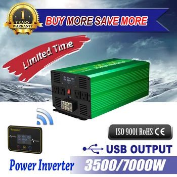 Wirelss solar inverter 3500/7000W converter pure sine wave power inverter 12V to 220V converters with Remote control LED for car
Wirelss solar inverter 3500/7000W converter pure sine wave power inverter 12V to 220V converters with Remote control LED for car