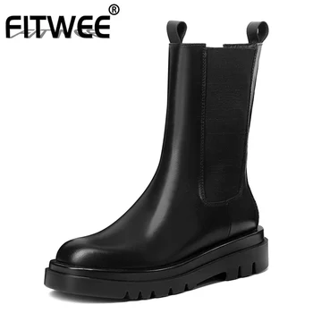 FITWEE New Woman Half Short Boots Flat Heel Real Leather Women Winter Shoes Fashion Cool Woman Daily Footwear Size 34-39 
FITWEE New Woman Half Short Boots Flat Heel Real Leather Women Winter Shoes Fashion Cool Woman Daily Footwear Size 34-39
